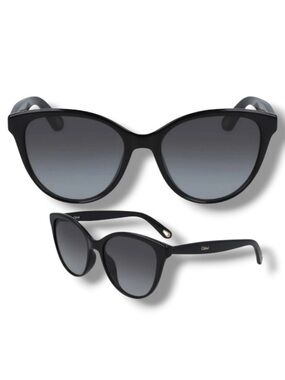 Chloé Women’s Authentic Black 54mm Gradient Cat Eye Sunglasses Shades w/ Case